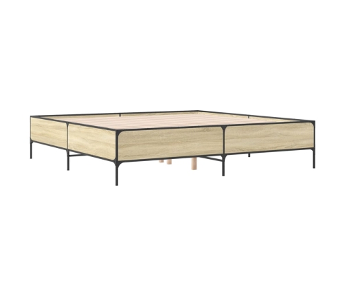 vidaXL Estructura cama madera ingeniería metal roble Sonoma 180x200 cm