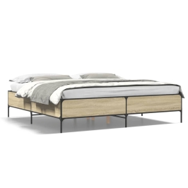 Estructura cama madera ingeniería metal roble Sonoma 180x200 cm