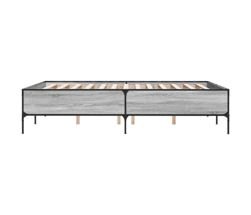 Estructura cama madera ingeniería metal gris Sonoma 160x200 cm