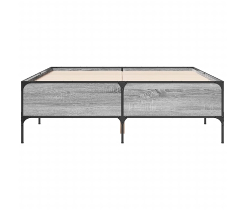 Estructura cama madera ingeniería metal gris Sonoma 150x200 cm