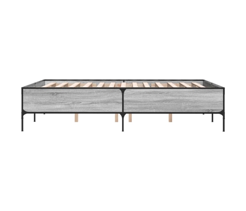 Estructura cama madera ingeniería metal gris Sonoma 150x200 cm