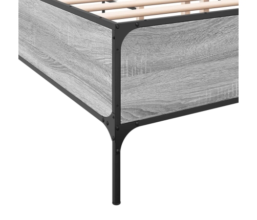 Estructura cama madera ingeniería metal gris Sonoma 150x200 cm