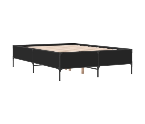 Estructura de cama madera de ingeniería y metal negro 140x200cm