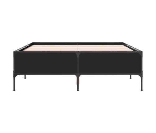 Estructura de cama madera de ingeniería y metal negro 140x200cm