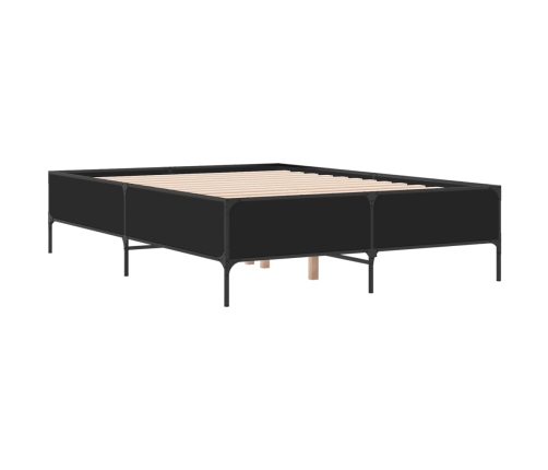 Estructura de cama madera de ingeniería y metal negro 140x200cm