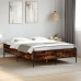 Estructura cama madera ingeniería metal roble ahumado 120x200cm