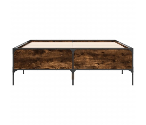 Estructura cama madera ingeniería metal roble ahumado 120x200cm