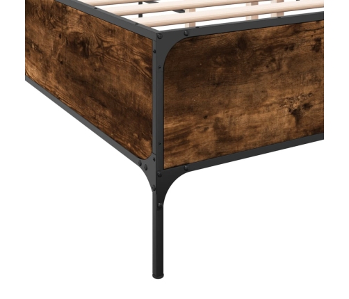 Estructura cama madera ingeniería metal roble ahumado 120x200cm