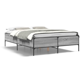 Estructura cama madera ingeniería metal gris Sonoma 120x200 cm