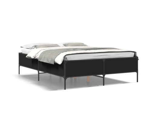 Estructura de cama madera de ingeniería y metal negro 140x190cm