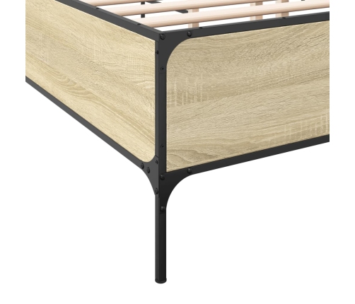 Estructura cama madera ingeniería metal roble Sonoma 140x190 cm