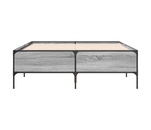 Estructura cama madera ingeniería metal gris Sonoma 140x190 cm