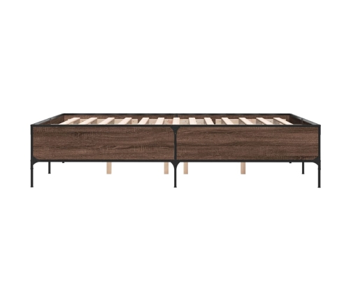 vidaXL Estructura cama madera ingeniería metal marrón roble 140x190 cm