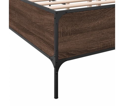 vidaXL Estructura cama madera ingeniería metal marrón roble 140x190 cm