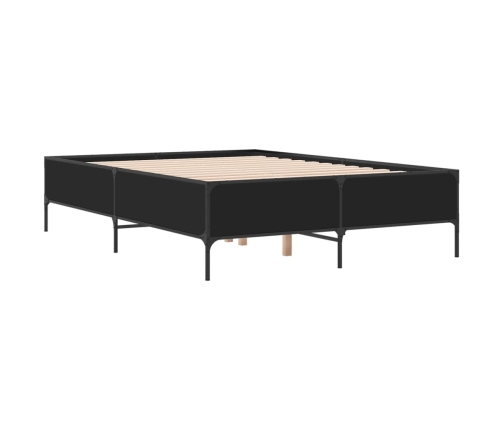 Estructura de cama madera de ingeniería y metal negro 135x190cm