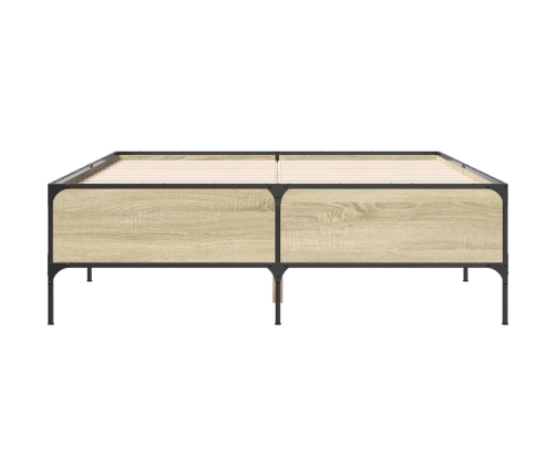Estructura cama madera ingeniería metal roble Sonoma 135x190 cm