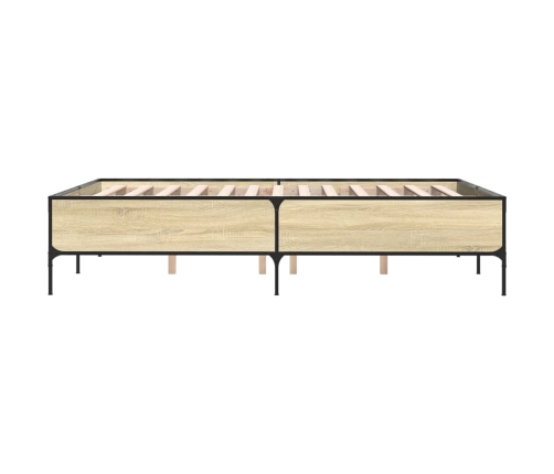 Estructura cama madera ingeniería metal roble Sonoma 135x190 cm