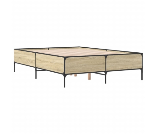 Estructura cama madera ingeniería metal roble Sonoma 135x190 cm