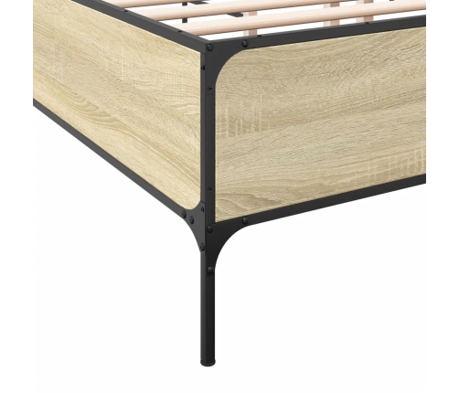 Estructura cama madera ingeniería metal roble Sonoma 135x190 cm