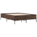 Estructura cama madera ingeniería metal marrón roble 135x190 cm