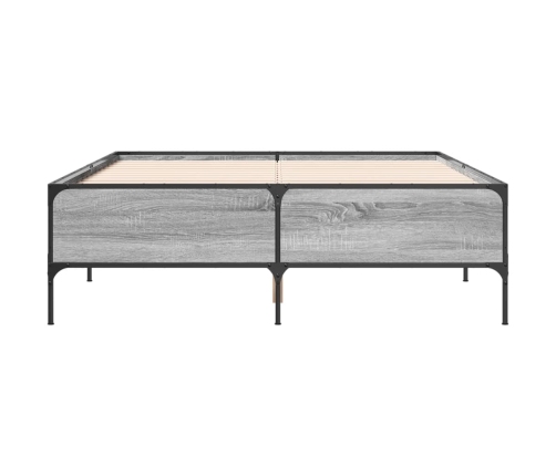 Estructura cama madera ingeniería metal gris Sonoma 120x190 cm