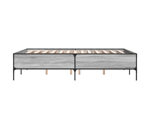 Estructura cama madera ingeniería metal gris Sonoma 120x190 cm