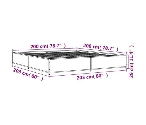 Estructura de cama madera de ingeniería y metal negro 200x200cm