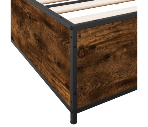 Estructura cama madera ingeniería metal roble ahumado 200x200cm