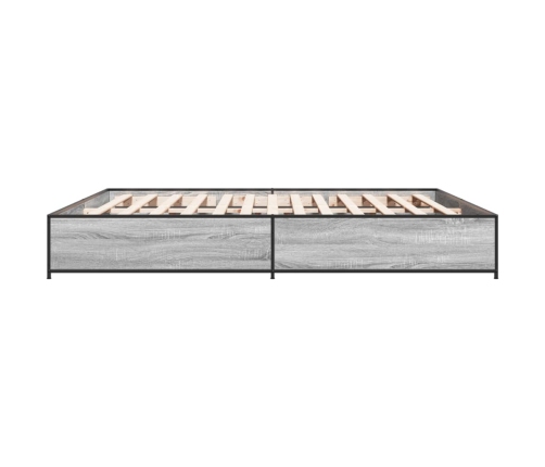 Estructura cama madera ingeniería metal gris Sonoma 200x200 cm