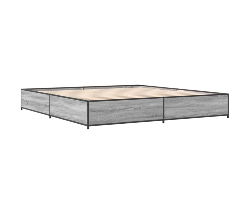 Estructura cama madera ingeniería metal gris Sonoma 200x200 cm