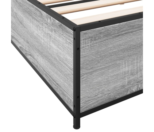 Estructura cama madera ingeniería metal gris Sonoma 200x200 cm