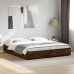 Estructura cama madera ingeniería metal marrón roble 200x200 cm