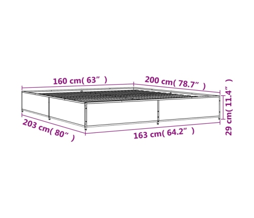 Estructura de cama madera de ingeniería y metal negro 160x200cm