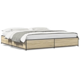 Estructura cama madera ingeniería metal roble Sonoma 160x200 cm