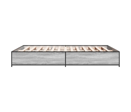 Estructura cama madera ingeniería metal gris Sonoma 140x200 cm