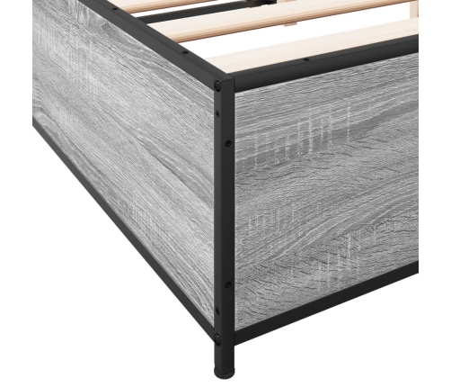 Estructura cama madera ingeniería metal gris Sonoma 140x200 cm