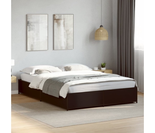 Estructura de cama madera de ingeniería y metal negro 120x200cm