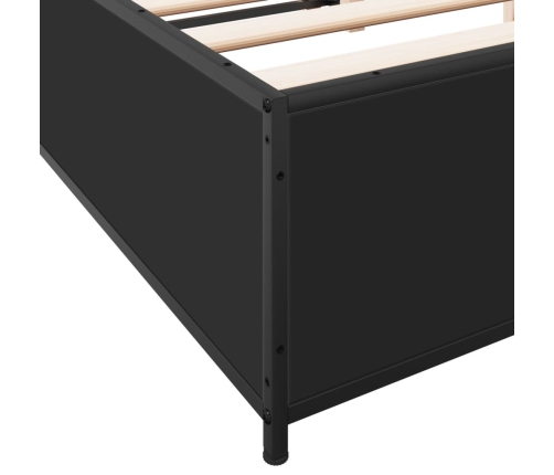 Estructura de cama madera de ingeniería y metal negro 120x200cm