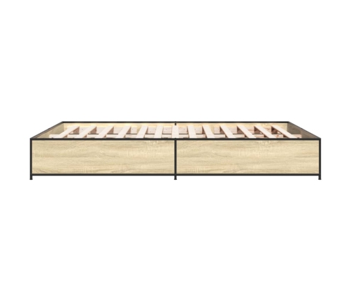 vidaXL Estructura cama madera ingeniería metal roble Sonoma 140x190 cm