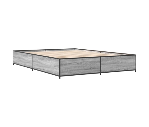 Estructura cama madera ingeniería metal gris Sonoma 140x190 cm