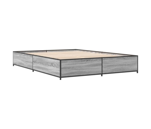 Estructura cama madera ingeniería metal gris Sonoma 140x190 cm