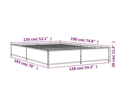 Estructura de cama madera de ingeniería y metal negro 135x190cm