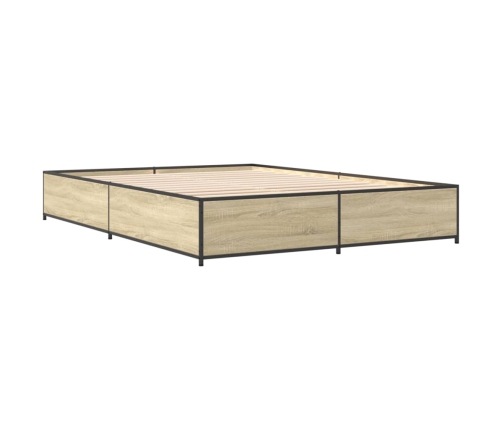 Estructura cama madera ingeniería metal roble Sonoma 135x190 cm