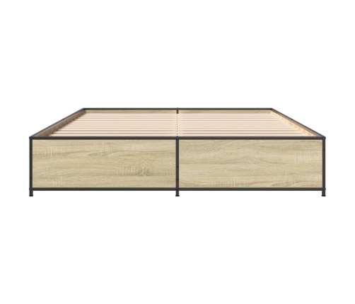 Estructura cama madera ingeniería metal roble Sonoma 135x190 cm
