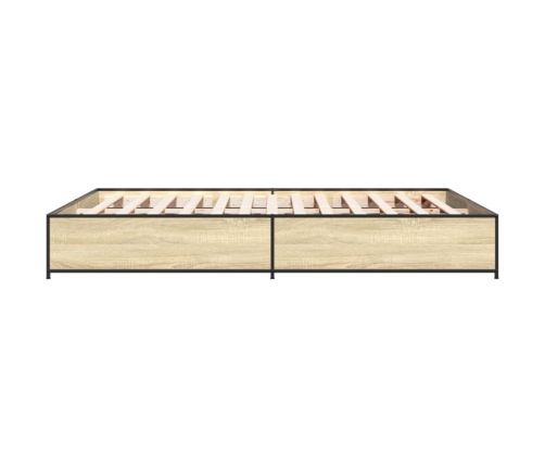 Estructura cama madera ingeniería metal roble Sonoma 135x190 cm
