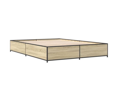 Estructura cama madera ingeniería metal roble Sonoma 135x190 cm