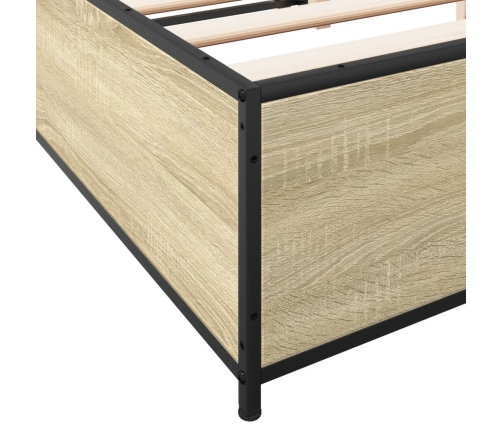 Estructura cama madera ingeniería metal roble Sonoma 135x190 cm