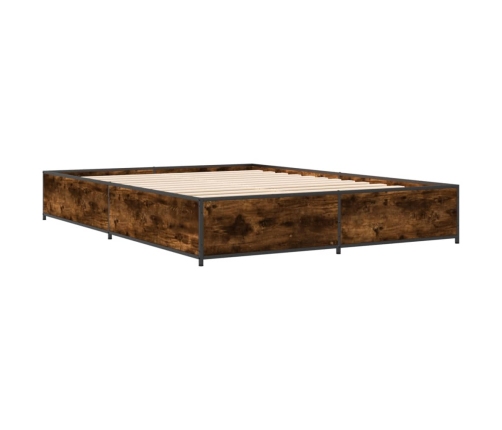 Estructura cama madera ingeniería metal roble ahumado 120x190cm