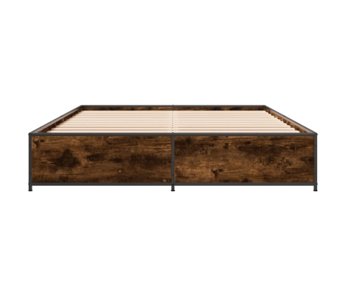 Estructura cama madera ingeniería metal roble ahumado 120x190cm