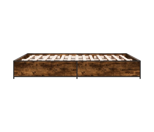 Estructura cama madera ingeniería metal roble ahumado 120x190cm
